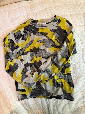 27 Miles by Modern Movement Yellow Camo Crewneck Sweater